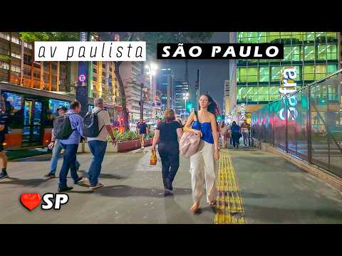 Walking on Av Paulista at Night 🇧🇷 São Paulo, Brazil 【 4K UHD 】 2025