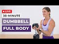 Live 30 Minute Full Body Dumbbell Circuits Arms Legs Abs Cardio