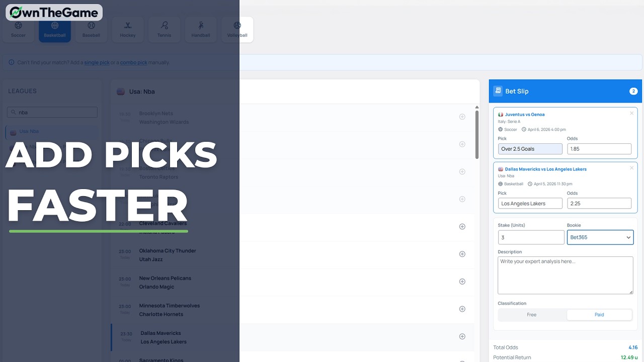 Video preview – faster pick workflow in OwnTheGame
