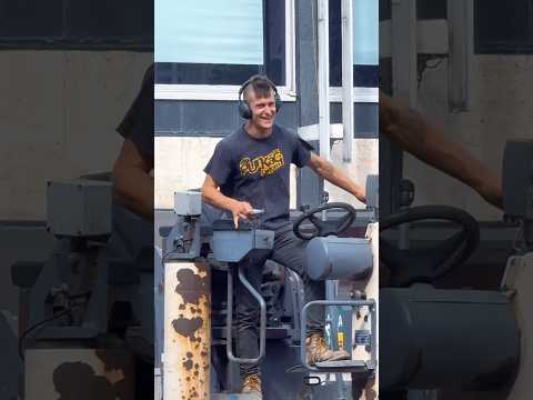 I surprised the road worker operating the paving machine. Thanks for your work 💪#viral #explorepage