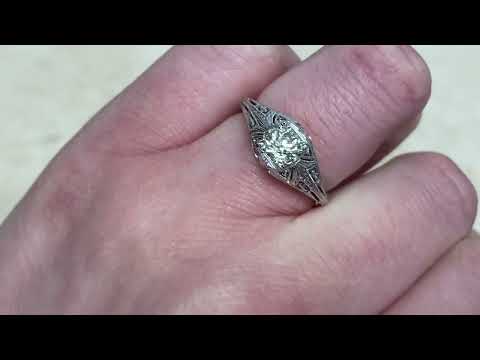 0.44ct Center Old European Cut Diamond Engagement Ring Circa 1950 - Callaway Ring - Hand Video