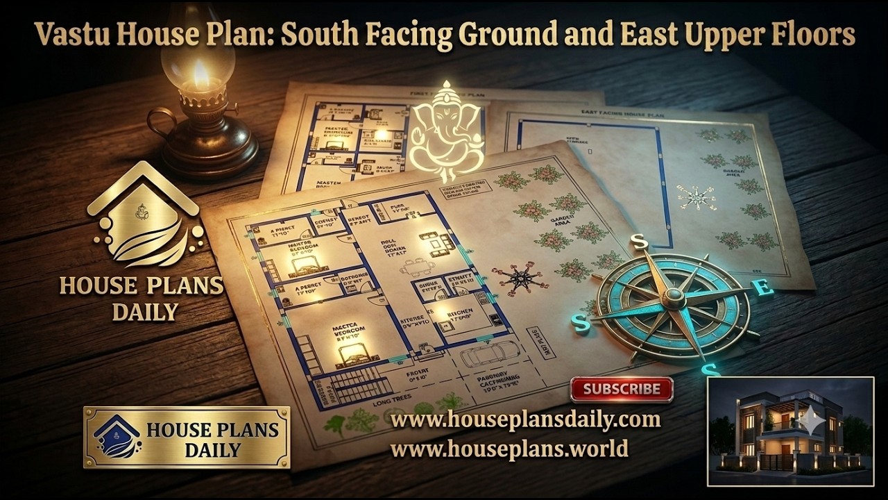 Vastu House Plan South Facing Ground and East Upper Floors