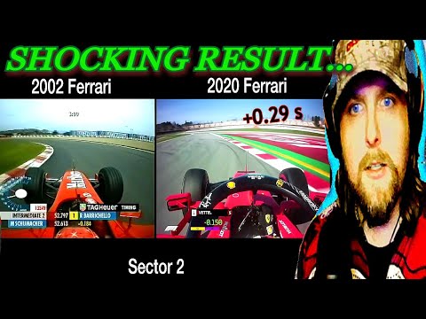 NASCAR Fan Reacts to F1 2002 VS 2020 Ferraris At Barcelona (Side by Side)