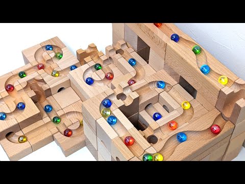 Marble Run ASMR ☆ Wooden Block Cuboro 5 Types Course [Quick Assembly]