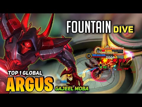 Fountain DIVE! Super Aggressive Argus Gameplay [Top 1 Global Argus] By Gajeel Moba - Mobile Legends