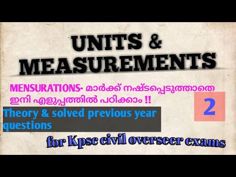 Mensuration's// Units & measurements - 2 // Kpsc //Civil overseer exams