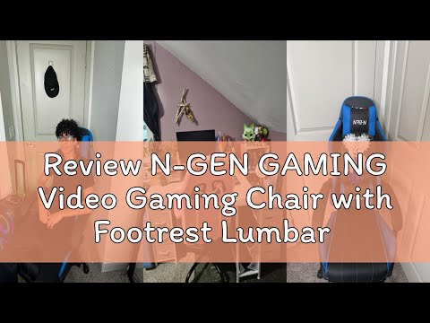 N-GEN GAMING Video Gaming Chair with Footrest Lumbar Support for Home Office High Back Recliner Height Adjustable Ergonomic Comfy Leather Computer Desk Chair (Black) video review thumbnail