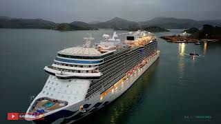 Departure of the Discovery Princess from Dunedin on a wet night, 10th Dec 2025