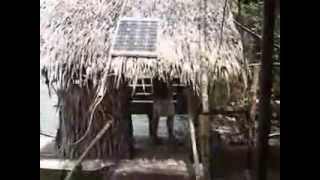 Solar panel powered Raft Pontoon Boat Dock Thailand Off Grid Power