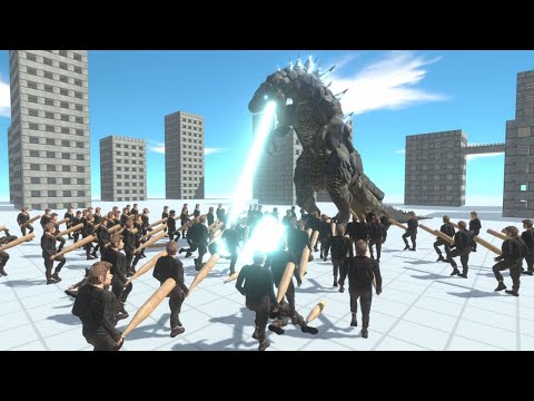 Godzilla vs 100 Modern Humans Animal Revolt Battle Simulator