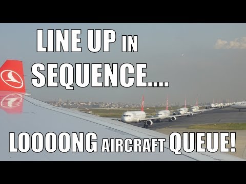 VERY LOOONG Aircraft Queue During Istanbul Departure! Turkish Airlines - Airbus A330! Video