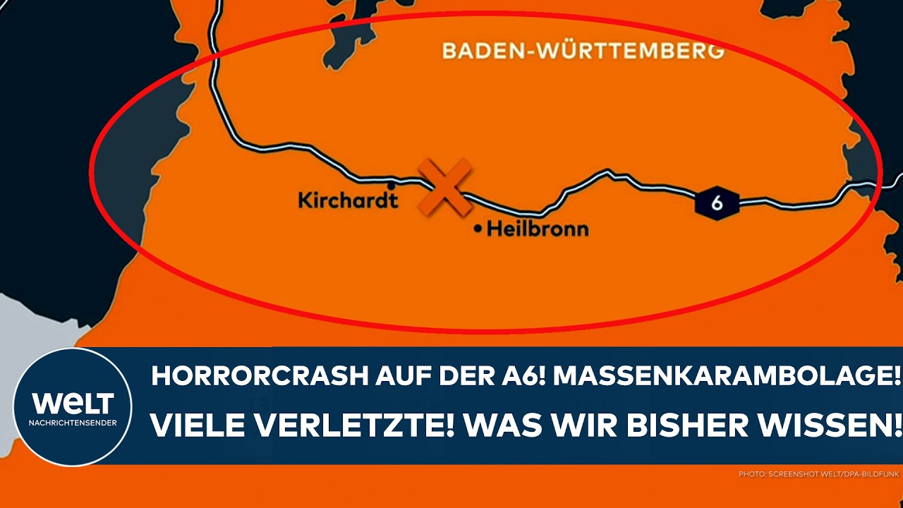 KIRCHHARDT: Horrorcrash auf der A6! Massenkarambolage mit Kleinbus auf der Autobahn! 13 Verletzte!