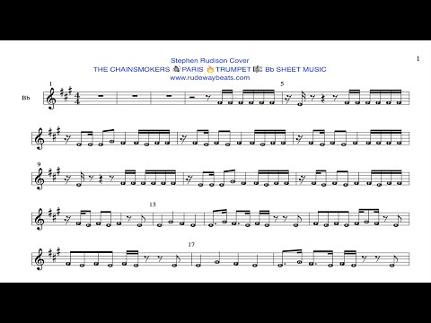 THE CHAINSMOKERS - PARIS 🔥Bb TRUMPET 🎼 Bb NOTES