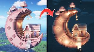 ⛏️ Minecraft :: How to build a Cherry Blossom Moon Survival House 🌸🌙 [마인크래프트 예쁜 벚꽃 달 모양 집짓기 건축강좌]