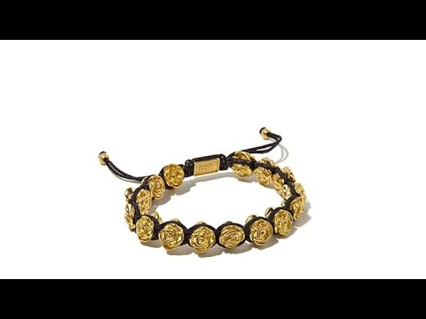 King Baby Jewelry Macrame Goldtone Roses Bracelet
