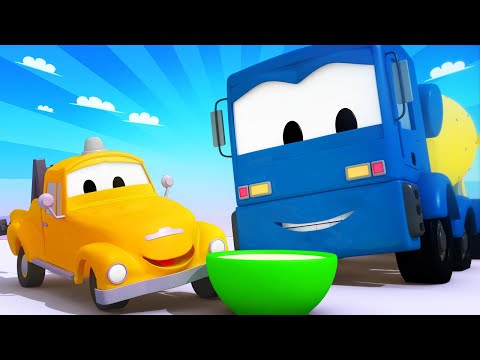 Tom der Abschleppwagen -  Christopher der Betonmischer überbelasted seinen Motor - Autopolis  🚓 🚒