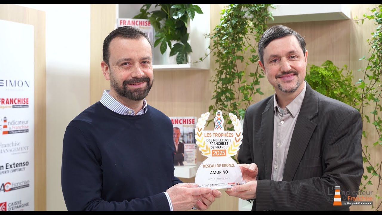 TM2F 2025 Réseau de Bronze de 51 à100 franchisés « Meilleure Franchise de France » AMORINO