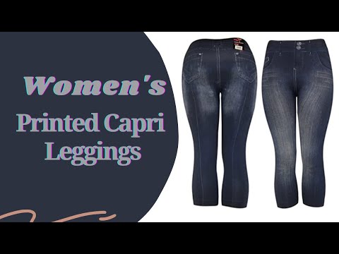 Women's Denim-Like Printed Capri Leggings || Leggings review || Hibaly Inc