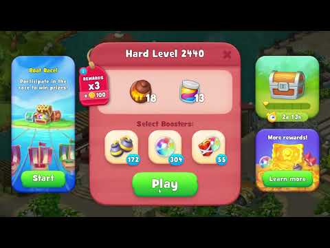 Gardenscapes 2440 Hard Level - 15 moves - NO BooSTERS