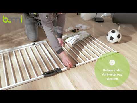 BOMI Anleitung zum Anstecken der Verbreiterung an einem Treppenschutzgitter