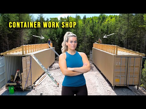 Building a SHIPPING CONTAINER Workshop! Framing the Roof Ep. 4