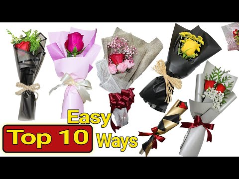 Top 10 Best way single rose wrapping // Easy flower bouquet wrapping tutorial
