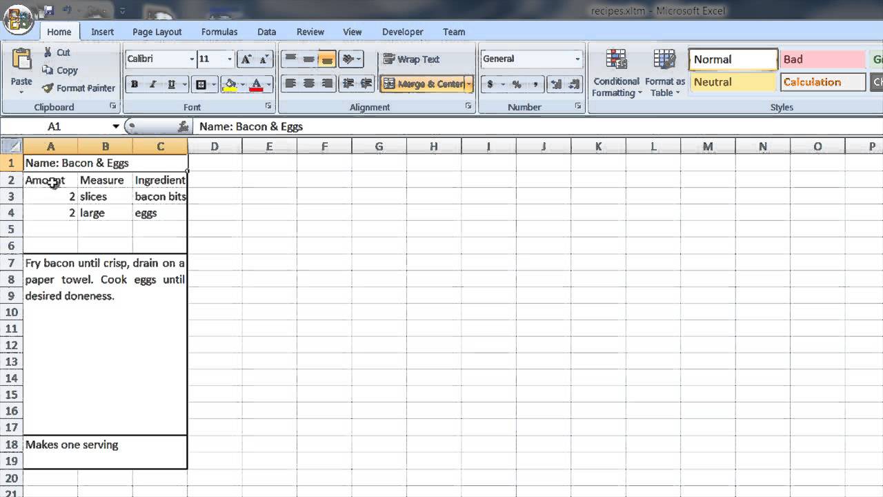How to Create a Recipe Template in Word & Excel : Computer Tips