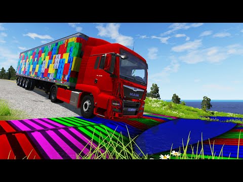Trucks vs Upside Down Speed Bumps - beamng drive