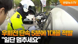 우회전 단속 5분에 1대꼴 적발…