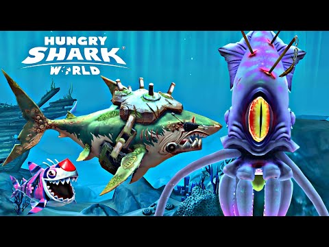 New Giant Colossal Squid Boss | New Veteran Great White Shark And Clowncy Shark Hungry Shark Games