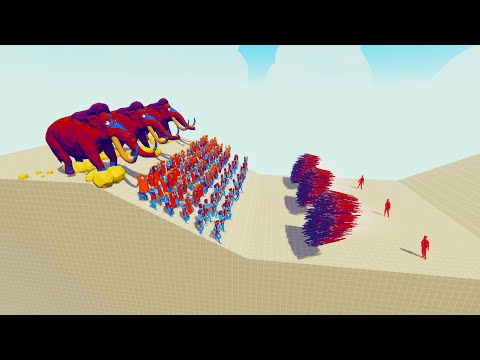 100x TRIBAL ARMY + 3x MAMMOTH vs 2x EVERY GOD - Totally Accurate Battle Simulator TABS
