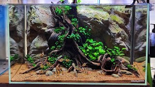 #352 Step by step "Aquarium dengan background 3d,Simpel dan mewah"