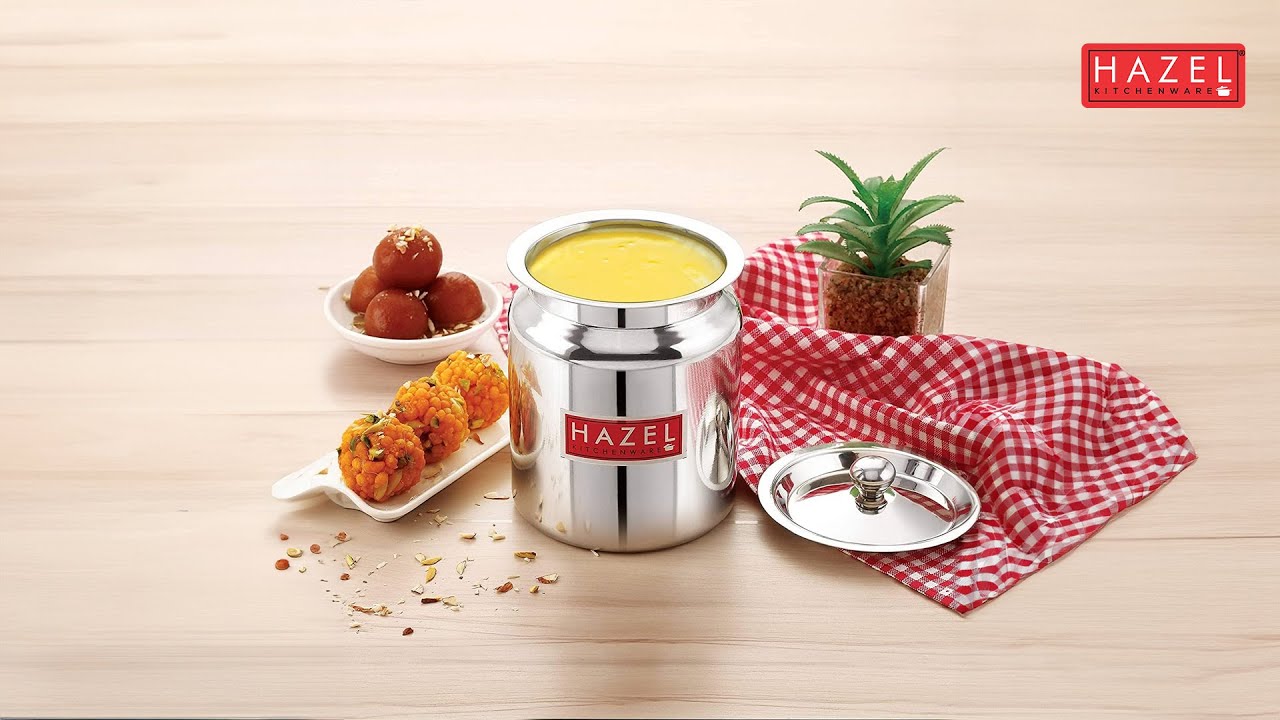 Stainless Steel Ghee Container With Lid - 600 ML video