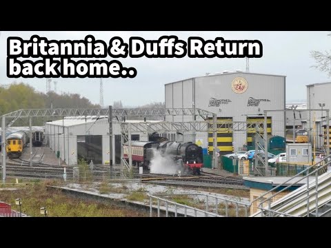 70000 'Britannia' & Pair of DUFFS return home to LSL Crewe in UGLY Weather Conditions! 11/04/23