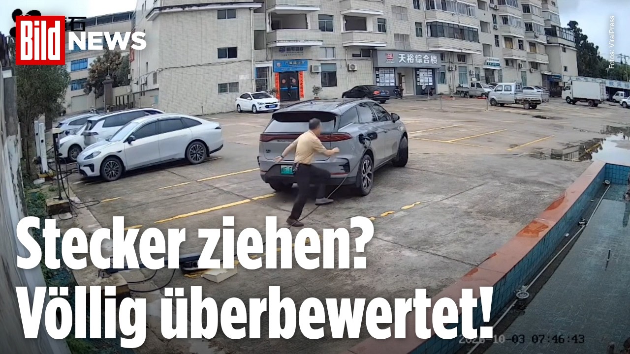 E-Autofahrer reißt beim Losfahren die ganze Ladesäule raus