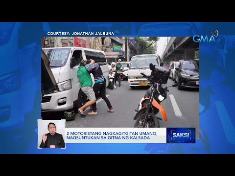 2 motoristang nagkagitgitan umano, nagsuntukan sa gitna ng kalsada | Saksi