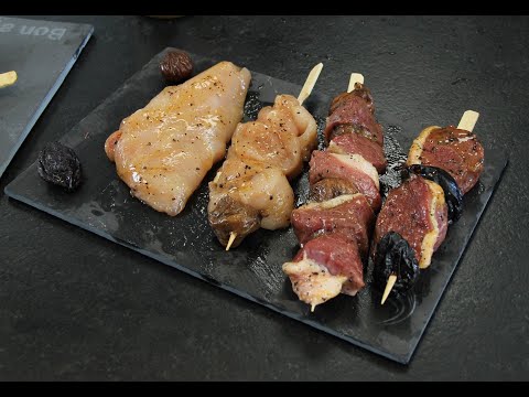 Recette de PRO - BROCHETTE DE CANARD & POULET MARINÉ - AIL NOIR ET PIMENT NOIR ISOT - Ets Moiret LPF