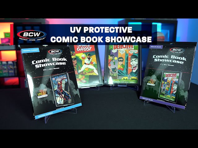 Vídeo relacionado con BCW Current Comic Book - Vitrina magnética de 2 piezas con protección UV con imanes dorados y soporte de pared con dientes de sierra, se adapta a cómics de la era moderna en bolsas y embarcados