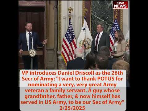 VP Vance Introduces Army Secretary Driscoll: 'If You Can Get an 8 and 6-Year-Old to Listen, You Can Lead'