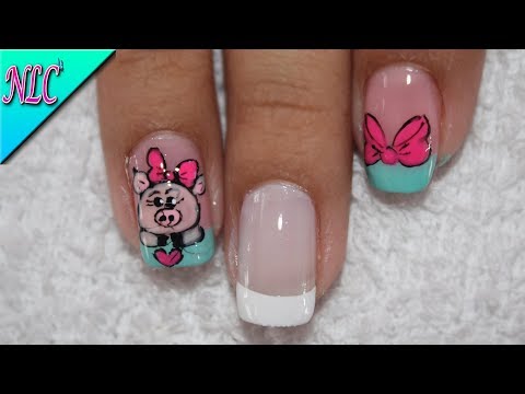 DISEÑO DE UÑAS CERDITA Y MOÑO PARA PRINCIPIANTES – FRENCH NAIL ART – NLC