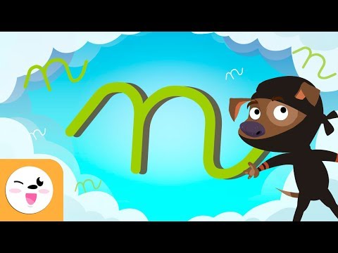 Letra N con caligrafía enlazada - El abecedario para niños