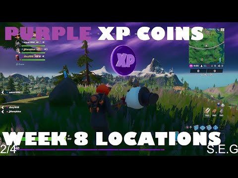 ALL PURPLE XP COINS LOCATIONS : WEEK 8 FORTNITE