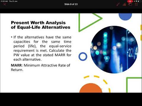 Engineering economy |comparing among alternatives, present worth analysis, equal life projects