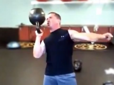 Ed Tessel - 36kg (80lb) Kettlebell Bottom-Up Press / Жим гири 36 кг вверх дном