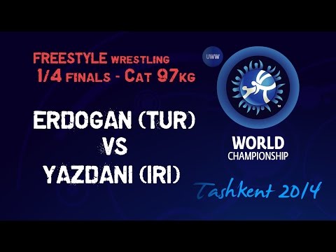 Quarterfinal - Freestyle Wrestling 97 kg - S. ERDOGAN (TUR) vs R. YAZDANI (IRI) - Tashkent 2014