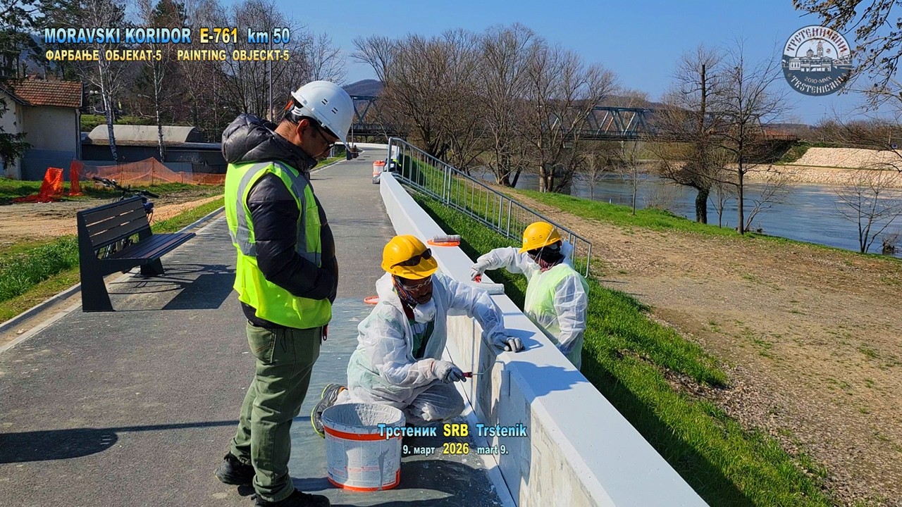 MORAVSKI KORIDOR E-761 km 50. FARBANJE-PAINTING OBJEKAT-5 (ŠETALIŠTE). Trstenik, 9. mart 2026.