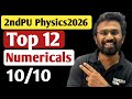 Top 12 Numericals 2ndPU Physics Exam 2026 Important Numericals