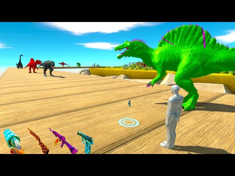 FPS AVATAR & GREEN SPINOSAURUS RESCUE MISSION DEATH RUN - Animal Revolt Battle Simulator