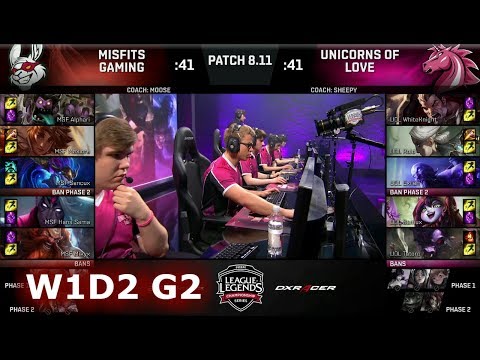 Misfits vs Unicorns of Love | Week 1 Day 2 S8 EU LCS Summer 2018 | MSF vs UOL W1D2