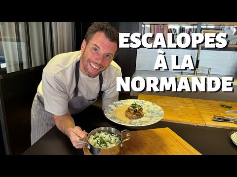 Veal Escalopes Normandy style, Paris mushrooms and basmati rice